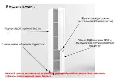 Шкаф пенал 2 двери Мира 40см фото 2