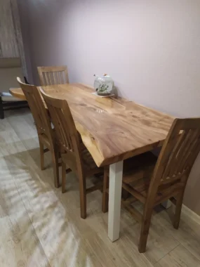 Стол обеденный из слэбов карагача 80х160 фото 3